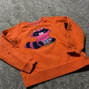 Hanna Anderson orange crewneck with raccoon kids size 10 (140)